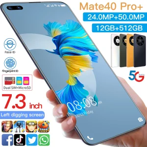 Hot Selling Mate 60 Pro + 12gb + 512gb 24mp + 64mp Face Unlock Full Display Android 10.0 Smartphone