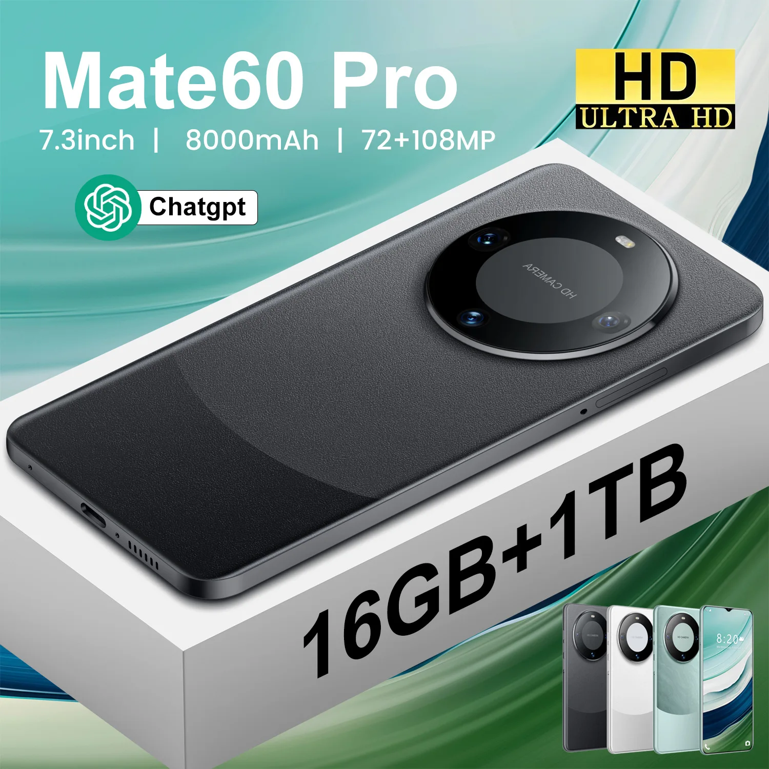 Hot Selling Mate 60 Pro + 12gb + 512gb 24mp + 64mp Face Unlock Full Display Android 10.0 Smartphone - immagine 4