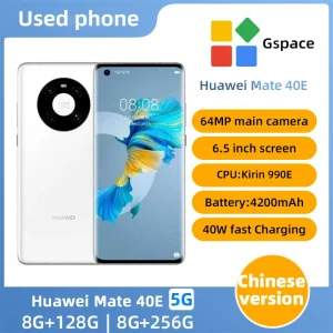 Huawei Mate 40E 5G 40W Charge HarmonyOS 6.5inch CPU HiSilicon Kirin 990E 50MP Used Phone